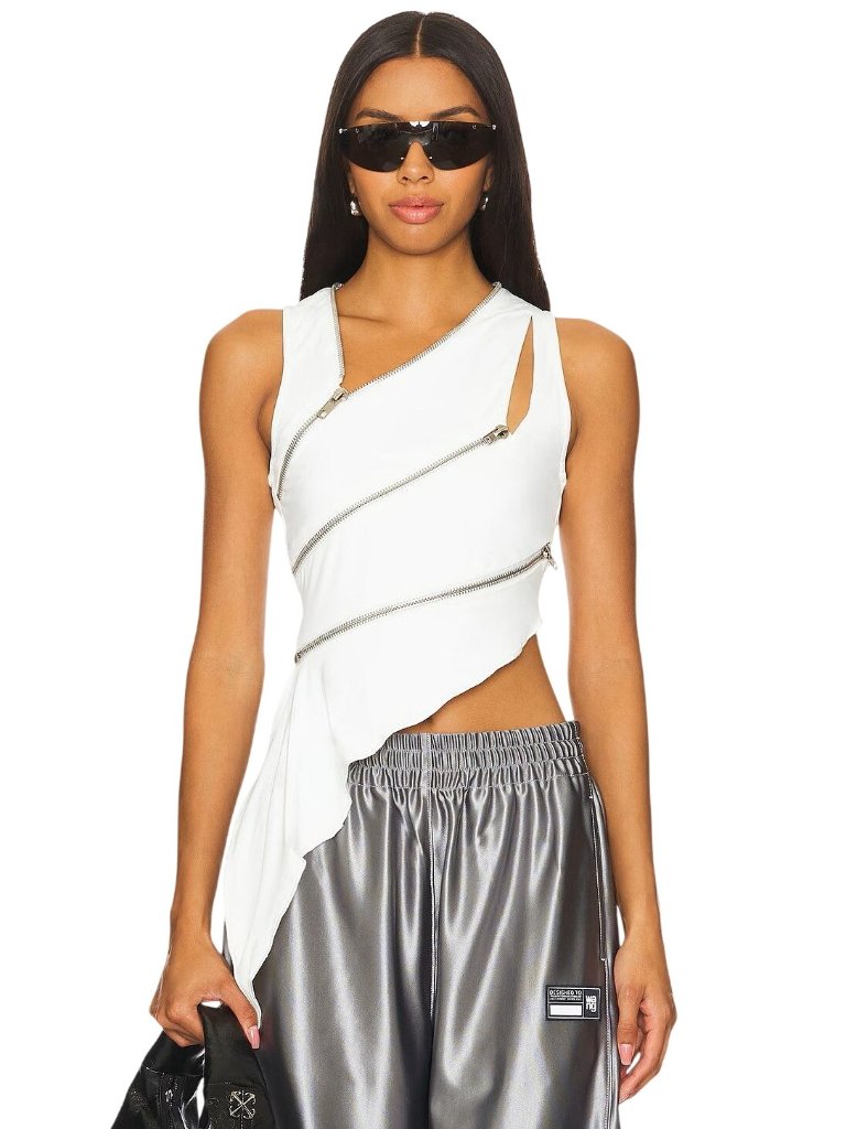 By.Dyln Addison Top In White X-Small Womens Cut Out Sleeveless Tank